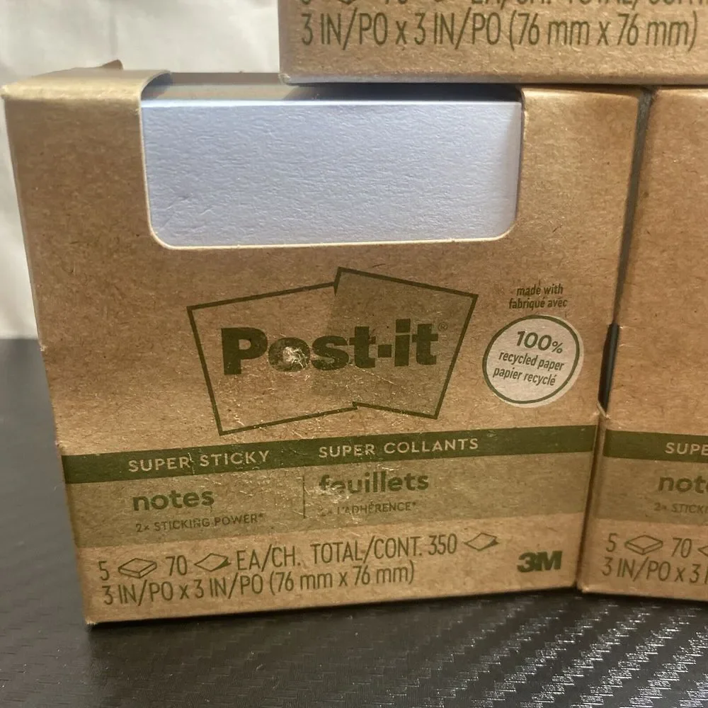 3 Post-it Recycled Super Sticky Notes 3